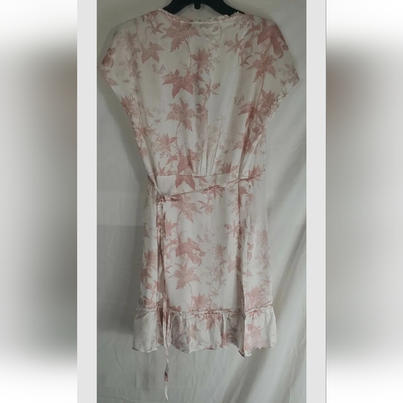 Allsaints Women's 8 Zinnia Evolution Wrap Dress Pink Floral Ruffle Hem New Tags - Picture 4 of 4